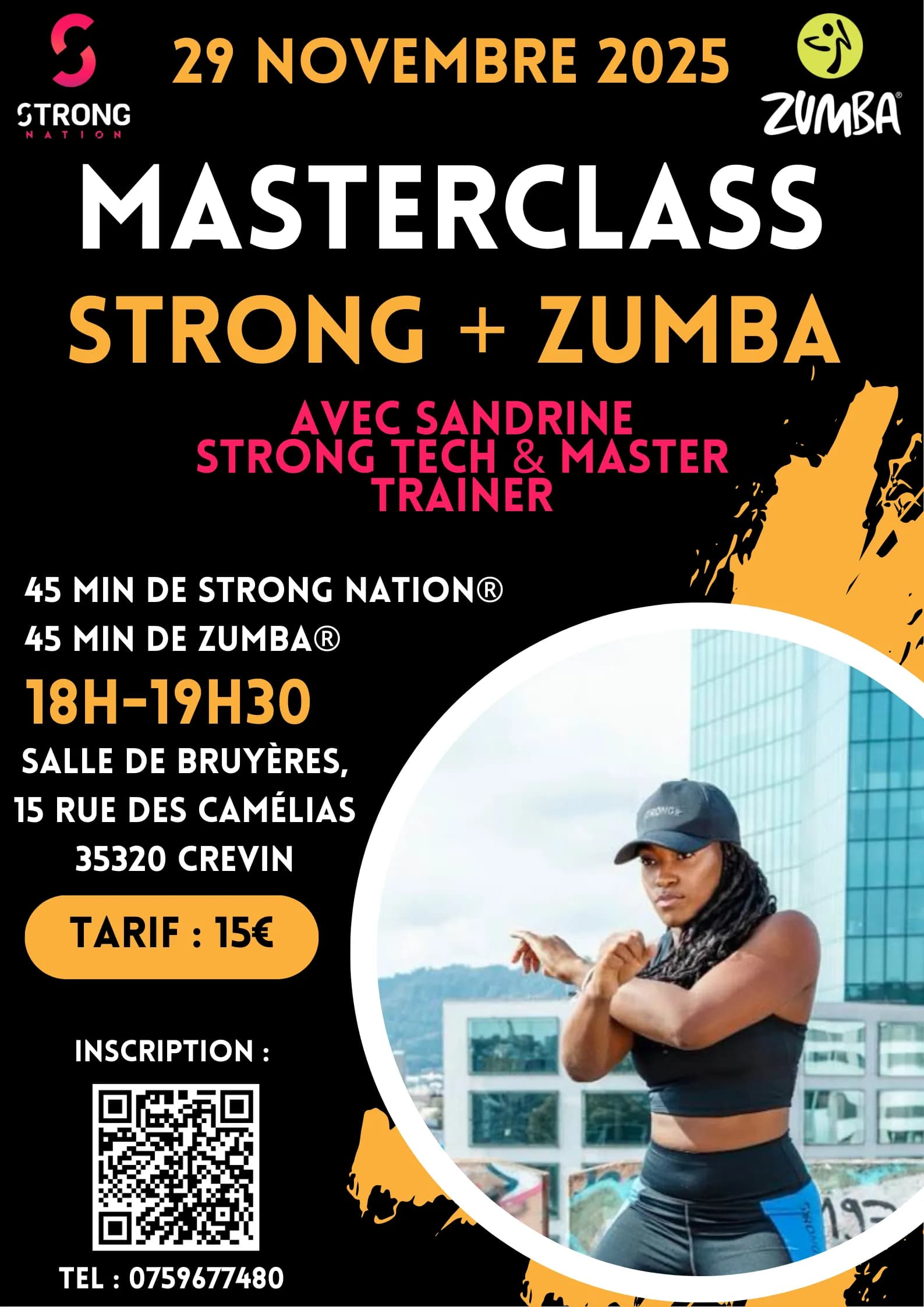 Affiche de l'événement Masterclass Strong Nation + Zumba avec Sandrine Lopy